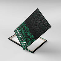 Maori Taniko Patterns Canvas Wall Art Pounamu Niho Taniwha Mix Paatiki Motifs LT7 With Frame Green - Polynesian Pride