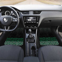 Maori Taniko Patterns Car Mats Pounamu Niho Taniwha Mix Paatiki Motifs LT7 Set 2pcs - Front Green - Polynesian Pride