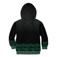 Maori Taniko Patterns Kid Hoodie Pounamu Niho Taniwha Mix Paatiki Motifs