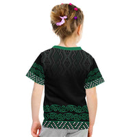 Maori Taniko Patterns Kid T Shirt Pounamu Niho Taniwha Mix Paatiki Motifs