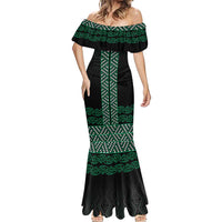 Maori Taniko Patterns Mermaid Dress Pounamu Niho Taniwha Mix Paatiki Motifs