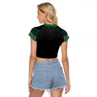 Maori Taniko Patterns Raglan Cropped T Shirt Pounamu Niho Taniwha Mix Paatiki Motifs