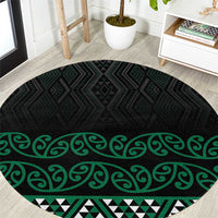 Maori Taniko Patterns Round Carpet Pounamu Niho Taniwha Mix Paatiki Motifs