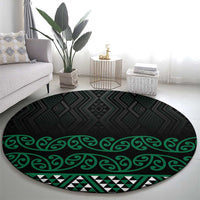 Maori Taniko Patterns Round Carpet Pounamu Niho Taniwha Mix Paatiki Motifs