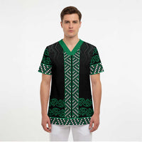 Maori Taniko Patterns Scrub Top Pounamu Niho Taniwha Mix Paatiki Motifs LT7 - Polynesian Pride