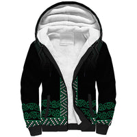 Maori Taniko Patterns Sherpa Hoodie Pounamu Niho Taniwha Mix Paatiki Motifs LT7 Unisex Green - Polynesian Pride