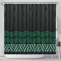 Maori Taniko Patterns Shower Curtain Pounamu Niho Taniwha Mix Paatiki Motifs LT7 - Polynesian Pride