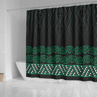 Maori Taniko Patterns Shower Curtain Pounamu Niho Taniwha Mix Paatiki Motifs LT7 - Polynesian Pride