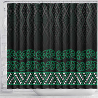 Maori Taniko Patterns Shower Curtain Pounamu Niho Taniwha Mix Paatiki Motifs LT7 - Polynesian Pride