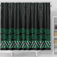 Maori Taniko Patterns Shower Curtain Pounamu Niho Taniwha Mix Paatiki Motifs LT7 - Polynesian Pride
