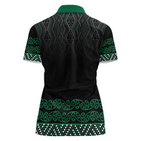 Maori Taniko Patterns Women Polo Shirt Pounamu Niho Taniwha Mix Paatiki Motifs