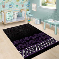 Maori Taniko Patterns Area Rug Purple Niho Taniwha Mix Paatiki Motifs