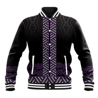 Maori Taniko Patterns Baseball Jacket Purple Niho Taniwha Mix Paatiki Motifs LT7 Unisex Purple - Polynesian Pride