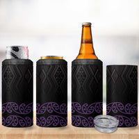 Maori Taniko Patterns 4 in 1 Can Cooler Tumbler Purple Niho Taniwha Mix Paatiki Motifs LT7 - Polynesian Pride
