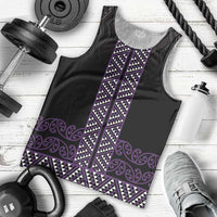 Maori Taniko Patterns Men Tank Top Purple Niho Taniwha Mix Paatiki Motifs LT7 - Polynesian Pride