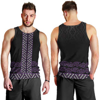 Maori Taniko Patterns Men Tank Top Purple Niho Taniwha Mix Paatiki Motifs LT7 - Polynesian Pride