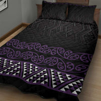 Maori Taniko Patterns Quilt Bed Set Purple Niho Taniwha Mix Paatiki Motifs LT7 - Polynesian Pride