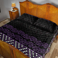 Maori Taniko Patterns Quilt Bed Set Purple Niho Taniwha Mix Paatiki Motifs LT7 - Polynesian Pride