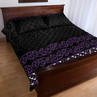 Maori Taniko Patterns Quilt Bed Set Purple Niho Taniwha Mix Paatiki Motifs LT7 - Polynesian Pride