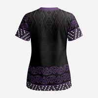 Maori Taniko Patterns Scrub Top Purple Niho Taniwha Mix Paatiki Motifs LT7 - Polynesian Pride