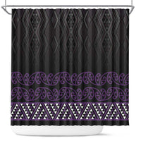 Maori Taniko Patterns Shower Curtain Purple Niho Taniwha Mix Paatiki Motifs LT7 Purple - Polynesian Pride