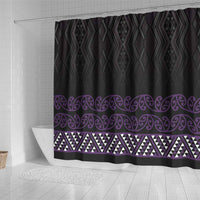 Maori Taniko Patterns Shower Curtain Purple Niho Taniwha Mix Paatiki Motifs LT7 - Polynesian Pride