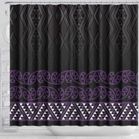 Maori Taniko Patterns Shower Curtain Purple Niho Taniwha Mix Paatiki Motifs LT7 - Polynesian Pride
