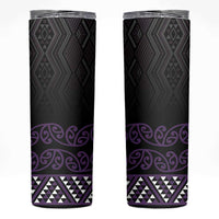 Maori Taniko Patterns Skinny Tumbler Purple Niho Taniwha Mix Paatiki Motifs