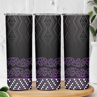 Maori Taniko Patterns Skinny Tumbler Purple Niho Taniwha Mix Paatiki Motifs