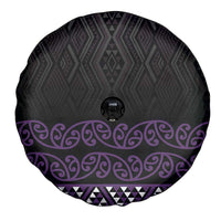 Maori Taniko Patterns Spare Tire Cover Purple Niho Taniwha Mix Paatiki Motifs