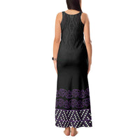 Maori Taniko Patterns Tank Maxi Dress Purple Niho Taniwha Mix Paatiki Motifs