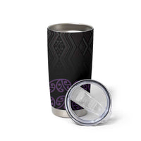 Maori Taniko Patterns Tumbler Cup Purple Niho Taniwha Mix Paatiki Motifs