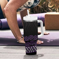 Maori Taniko Patterns Tumbler With Handle Purple Niho Taniwha Mix Paatiki Motifs