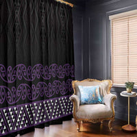 Maori Taniko Patterns Window Curtain Purple Niho Taniwha Mix Paatiki Motifs