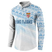 Fiji Rugby Custom Kaiviti Masi Button Sweatshirt Turquoise - Polynesian Pride
