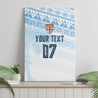 Fiji Rugby Custom Kaiviti Masi Canvas Wall Art Turquoise - Polynesian Pride