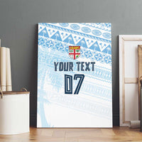 Fiji Rugby Custom Kaiviti Masi Canvas Wall Art Turquoise - Polynesian Pride