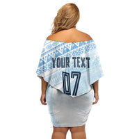 Fiji Rugby Custom Kaiviti Masi Family Matching Off Shoulder Short Dress and Hawaiian Shirt Turquoise - Polynesian Pride