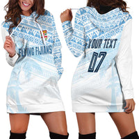 Fiji Rugby Custom Kaiviti Masi Hoodie Dress Turquoise - Polynesian Pride