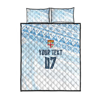 Fiji Rugby Custom Kaiviti Masi Quilt Bed Set Turquoise - Polynesian Pride
