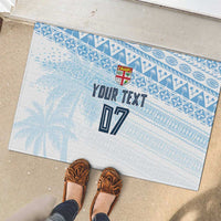 Fiji Rugby Custom Kaiviti Masi Rubber Doormat Turquoise - Polynesian Pride