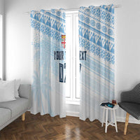 Fiji Rugby Custom Kaiviti Masi Window Curtain Turquoise - Polynesian Pride