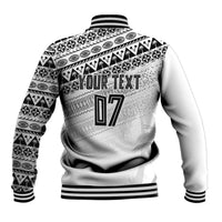 Fiji Rugby Custom Kaiviti Masi Baseball Jacket Black - Polynesian Pride