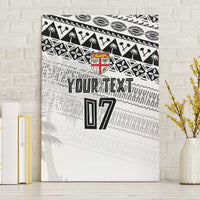 Fiji Rugby Custom Kaiviti Masi Canvas Wall Art Black - Polynesian Pride