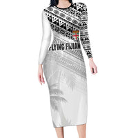 Fiji Rugby Custom Kaiviti Masi Family Matching Long Sleeve Bodycon Dress and Hawaiian Shirt Black - Polynesian Pride