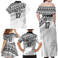 Fiji Rugby Custom Kaiviti Masi Family Matching Off Shoulder Maxi Dress and Hawaiian Shirt Black - Polynesian Pride