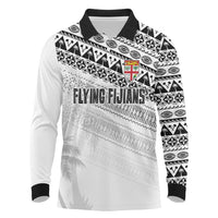 Fiji Rugby Custom Kaiviti Masi Long Sleeve Polo Shirt Black - Polynesian Pride