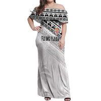 Fiji Rugby Custom Kaiviti Masi Off Shoulder Maxi Dress Black - Polynesian Pride