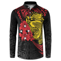 Papua New Guinea 49th Independence Day Button Sweatshirt Motuan Revareva Bird-of-Paradise LT7 Black - Polynesian Pride