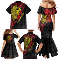 Papua New Guinea 49th Independence Day Family Matching Mermaid Dress and Hawaiian Shirt Motuan Revareva Bird-of-Paradise